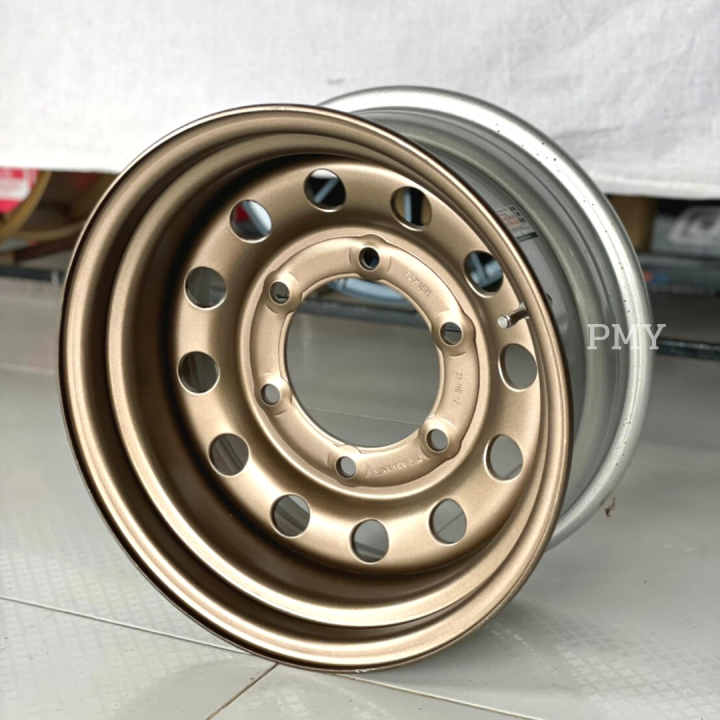 กระทะล้อบรรทุก-15x7-0-กระผ่าเพลาเดิม-isuzu-d-max-toyota-vigo-triton-เพลาลอย-elf-ยี่ห้อ-mig-สี-golden-brown-สีน้ำตาลทอง-สีทอง-ราคาต่อ1วง