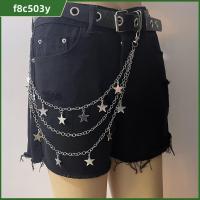 F8C503Y ฮิปฮอป จี้ดาวห้าแฉก ผีเสื้อรูปผีเสื้อ พร้อมพู่ห้อย โซ่กางเกงสองชั้น อุปกรณ์เสริมผ้า ตกแต่งกระเป๋า ห่วงโซ่เข็มขัด สำหรับผู้หญิง