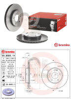 09 8680 11 จานเบรค ล้อ F (ยี่ห้อ BREMBO) รุ่น HC UV Benz W169 A170 ปี2005-2008