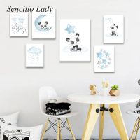 Moon Panda Cartoon Animal Child Poster Print Baby Nursery Wall Art Canvas Painting Nordic Kid Boy Bedroom Decoration Picture