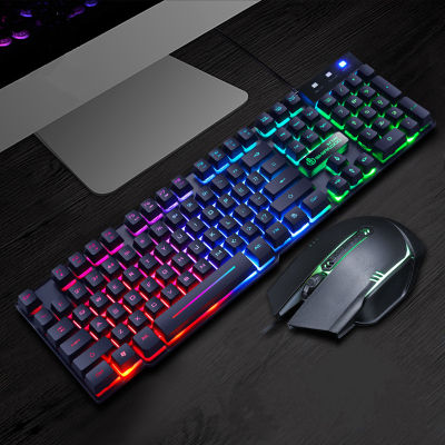 Mechanical Touch Backlit Waterproof Photoelectric Mouse And Keyboard Set สำหรับแล็ปท็อปและคอมพิวเตอร์ตั้งโต๊ะ