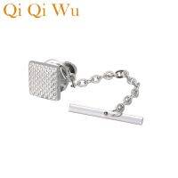 【Hot-Selling】 infinley QiQiWu เสื้อเชิ้ตของขวัญผู้ชายสี่เหลี่ยมสีเงินด้านหลังเครื่องประดับโซ่เจ้าบ่าว