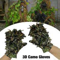 ถุงมือ3D ลายพรางใส่สบายกันลื่นทนทานถุงมือใบไม้3มิติสำหรับเพนท์บอลการปกปิดที่ดีดูการล่าสัตว์