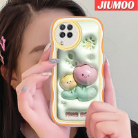 JIUMOO เคสปลอกสำหรับ Samsung Galaxy A22 4G A22 5G เคส M22 3D ลายการ์ตูนน่ารักดอกไม้เล็กสีสันสดใสเคสเคสซิลิโคนกันกระแทกใสป้องกันเลนส์กล้อง