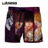 LIASOSO 3D Print Uni Japanese Anime Death Note Mens Shorts Street Beach Sport Casual Shorts Loose Boardshorts Cool Trousers