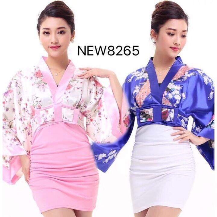 new8265-ชุดกิโมโนเดรส-sakura-japanese-kimono-dress-ด่วนมีส่งgrabค่า