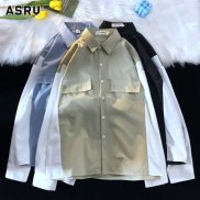 ASRV contrast panel shirt men s long sleeve shirt Korean style casual men