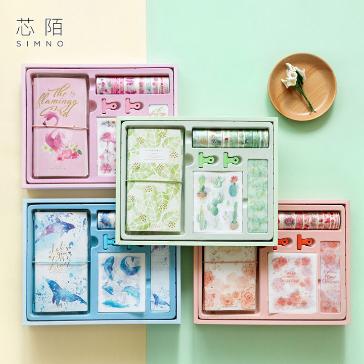 flamingo-bullet-journal-gift-box-set-korea-freshness-student-gift-stationery-travelers-notebook