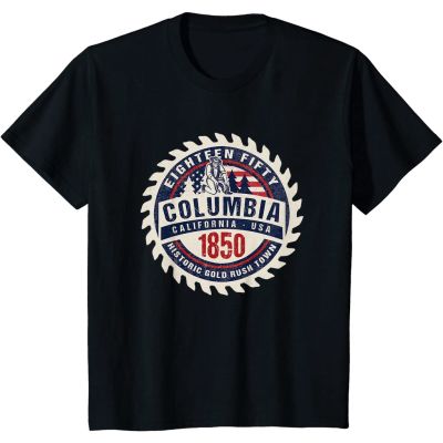 เสื้อยืดคอกลมเสื้อยืด ลาย Columbia California 1850 สีทอง สําหรับผู้ชายS-5XL  ACUJ