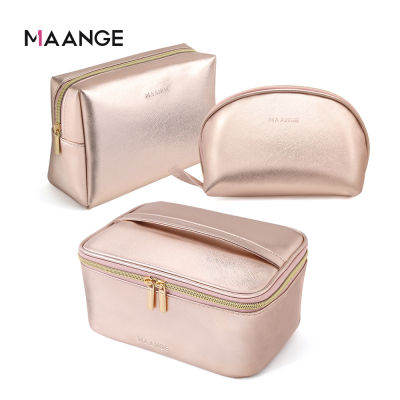 MAANGE Makeup Bag Female Toiletries Organizer Makeup Brush Bags Women Waterproof PU Storage Tools Beauty Travel Cosmetic Bag