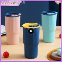 ♞◆◙ ivhefd Copo de água palha portátil com display 650ml plástico café leite chá garrafa tampas silicone copos casal