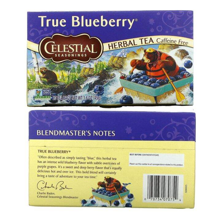 [PREORDER] HERBAL TEA TRUE BLUEBERRY CAF FREE 20 TEA BAGS 45G BY