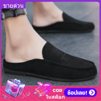 【Higher Quality】ครึ่งรองเท้าสำหรับชายครึ่งรองเท้าแตะแบนรองเท้าแตะรองเท้าแตะรองเท้า Loafers สำหรับชาย 2020 ใหม่แฟชั่น Casual รองเท้าล่อสำหรับชาย