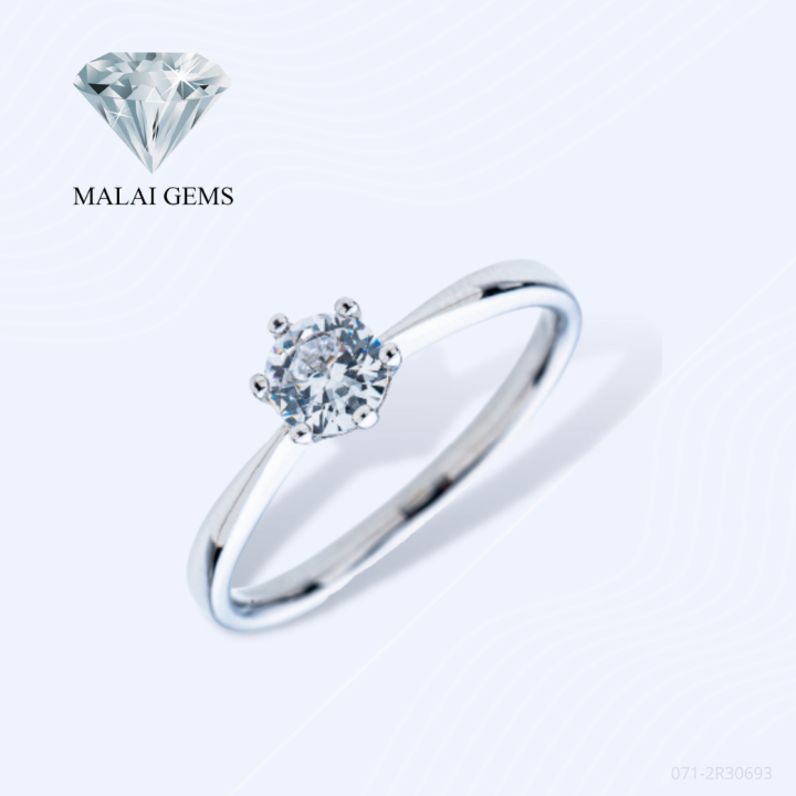 malai-gems-แหวนเพชร-แหวนเพชรชู-เงินแท้-925-เคลือบทองคำขาว-ประดับเพชรสวิส-cz-รุ่น-071-2r30693-แถมกล่อง-แหวนเงินแท้-แหวนเงิน-แหวน