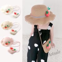 【hot sale】❁❡ C05 Fashion Summer Children Straw Sun Protection Sun Hat Kids Bag Set Girl Boy Baby Fishermanhat Bag Set Beach hat and outside hat