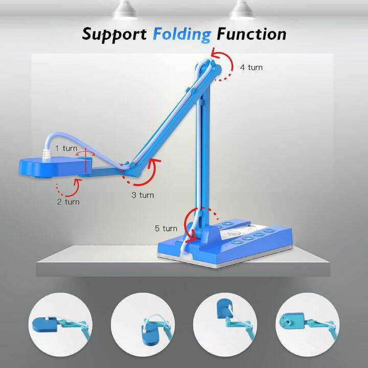 treaslin-usb-document-camera-10mp-for-teachers-remote-learning-classroom-presentations-art-classes-online-teaching-with-multi-angle-rotation-adjustment-led-light