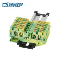 5Pcs PT4-QU-PE Push-In Ground Double Strip Plug PT 4 QUATTRO PE Wire Electrical Connector Din Rail Terminal Block PT 4-QU-PE