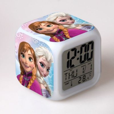 【Worth-Buy】 นาฬิกานาฬิกาปลุกดิจิตอล Reloj Despertador ของเล่นเด็กนาฬิกาปลุกรูปการ์ตูน Elsa Anna โต๊ะไฟปลุกอิเล็กทรอนิกส์ Reveil Wekker