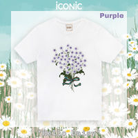 iCONiC - Hello Daisy T-shirt #4435 สีม่วง - เสื้อยืดแขนสั้น ปักดอกเดซี่ 3 มิติ เสื้อยืด เสื้อแฟชั่น เสื้อแฟชั่นผญ เสื้อออกงาน เสื้อทำงาน เสื้อไฮโซ