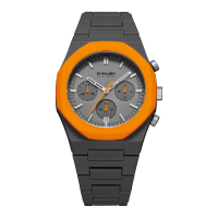 [?*ของแท้ รับประกันโดยเซ็นทรัลกรุ้ป]นาฬิกาข้อมือ D1 Milano D1-PHBJ01 รุ่นPOLYCHRONO ORANGE BLAST สีเทา รูปทรงหน้าปัด ทรงกลม ขนาดหน้าปัด 40.5mm สายโพลีคาร์บอเนต ประเภทควอตซ์ กระจกมิเนอรัล ระดับการกันน้ำ5ATM