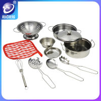 RuiCheng childrens kitchen pretend toy stainless steel simulation mini cooking role-playing simulation chef play house toy cooking table set hous