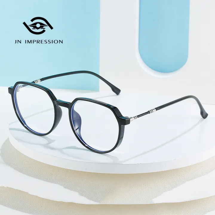 Jn Impression Tr90 Ultralight Polygon Frame Plain Glasses Finished Myopia Glasses Minus 50 600 2184