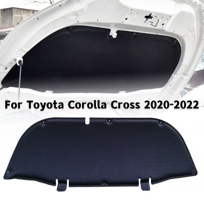 แผ่นรองป้องกันความร้อนความร้อนเสียงผ้าฝ้ายกันเสียงเครื่องยนต์ด้านหน้ารถสำหรับ Toyota Corolla Cross 2020 2021 2022สีเงิน/สีดำ
