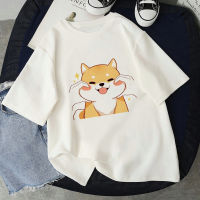 [มีสินค้า]Shiba Inu Emoji พิมพ์แขนสั้นเสื้อยืดอินเทรนด์น่ารัก Unisex