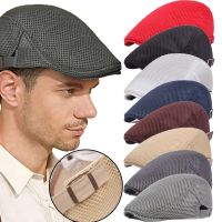 ผู้ชาย Breathable Mesh Caps ผู้หญิงหมวกเบเร่ต์ลําลองแฟชั่นหมวกแบนปรับแบน Newsboy สไตล์ Gatsby Hat Peaked Sun Hat