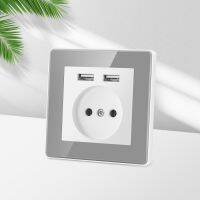 New 2021  German standard European standard USB wall socket  mobile phone charging dual USB ports 5V 2A Usb TDM EKF IEK universa