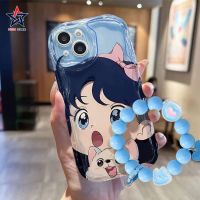 เคสโทรศัพท์ Apple ไอโฟน14 Pro Max 14 Plus 13 Pro Max 12 Pro Max 11 Pro Max 3D สาวน่ารักแฟชั่นลายการ์ตูนเคสโทรศัพท์โปร่งใสพร้อมสายรัดข้อมือนิ่มป้องกันการกระแทกฝาหลัง