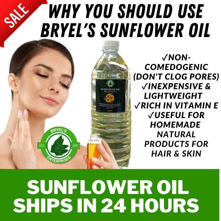 ⚡⭐BRYELS CARE 1LITER SUNFLOWER OIL REFINED FOR BODY, MASSAGE OIL, USE