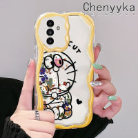 Chenyyka เคสปลอกสำหรับ Samsung กาแลคซี A13 A13 5G A14 A04s เคสโทรศัพท์โปร่งใสซิลิโคนหนาลายโดราเอมอนดอกไม้สวยป้องกันการตกขอบเนื้อครีมเคสนิ่มป้องกันเคสใส