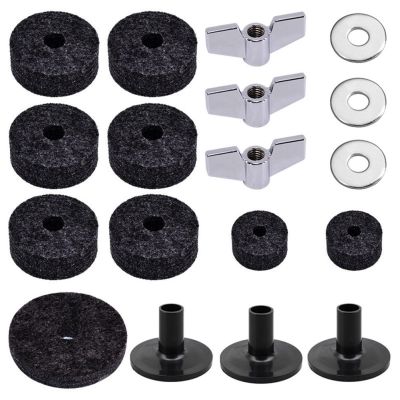18Pcs Replacement Drums Felt Set Drum Stand Felt Cymbal Sleeve Percussion Parts For Most Drums Jaw Drums Black
