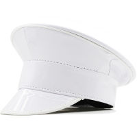 New white Women Men Leather Military Hat Germany Officer Visor Cap Army Hat Cortical Cap Cosplay Halloween Hat Party hat