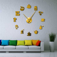 DIY Modern Design Kitchen Wall Clock 3D Coffee Cup Shape Acrylic Home Clocks For Dinner Room Decor Mirror Silent Horologe