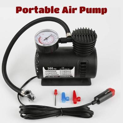 300 PSI Portable Air Compressor DC 12V Tire Air Pump Car Tire Inflator Bicycle Air Injector With Gauge Hose Electric Bicycle