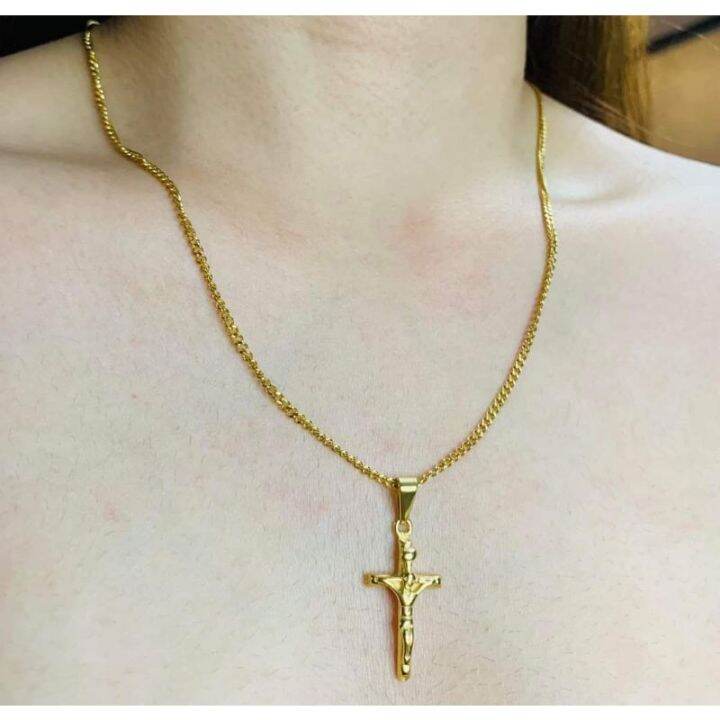 Men's Gold Cross Necklace Set / Two Chains Both 14k Gold Filled