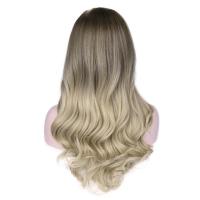 HANNE Long Synthetic Wavy Wigs Ombre Brown Blonde/Grey Heat Resistant Fiber Hair For Black/White Women Cosplay/Party Gift ของขวัญ