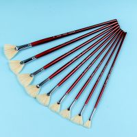 1pcs /9pcs Bristles Fan Brush Painting Oil Paintbrush Gouache Acrylic Watercolor Brush Set Professional Art Supplies Stationery