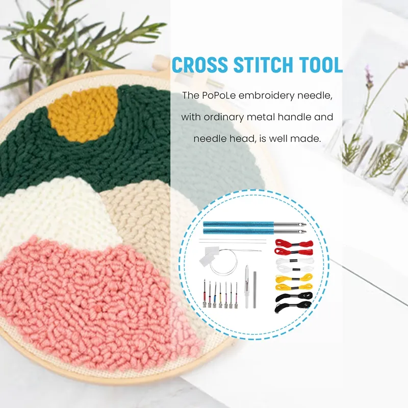 5mm Punch Needle Tool Kit Embroidery Stitching Punch Needle and Needle  Threader Embroidery Poking Stitch Tools Knitting