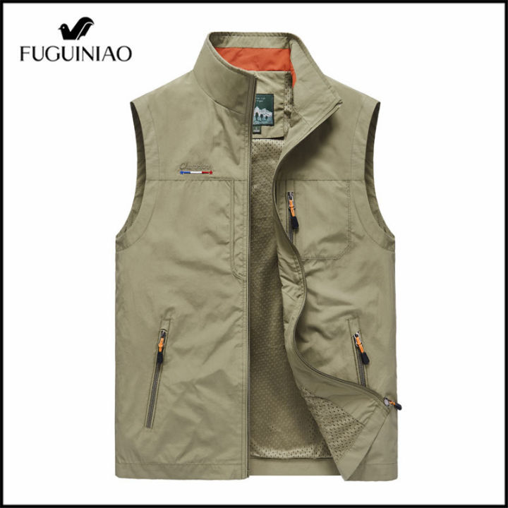 fuguiniao-เสื้อแขนกุดสไตล์เกาหลีย้อนยุคแนวโน้มหล่อเสื้อกั๊กทุกการแข่งขัน