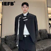 IEFB เสื้อสูทเบลเซอร์ผู้ชายสไตล์จีนใหม่เสื้อแจ็คเก็ตกระเป๋าประดับพู่คอตั้งแหวกแนวทันสมัยเสื้อ2023ฤดูใบไม้ร่วง