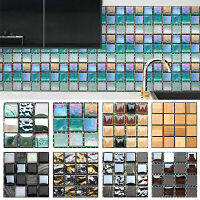 Fnr8 10pcs 3D กระเบื้องไวนิลกันน้ำ Backsplash โมเสคกาวตนเองสติ๊กเกอร์ติดผนังรูปลอกผนัง DIY ห้องอาบน้ำ Home Decor