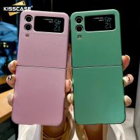 KISSCASE เคสโทรศัพท์สีทึบเหมาะสำหรับ Samsung Galaxy Z Flip 4 Z 3อบแล็คเกอร์ฝาครอบพีซีสีป้องกันลายนิ้วมือกันกระแทกเคสโทรศัพท์หน้าจอพับสำหรับ Samsung Galaxy Z พลิก4