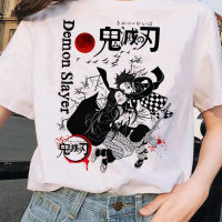 【New】Demon Slayer .เสื้อยืดแขนสั้นลายการ์ตูน สีขาวเสื้อโอเวอร์ไซส์ผู้ชายและผู้หญิงคอกลม