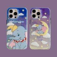 ตัวการ์ตูนน่ารัก Dumbo เคสโทรศัพท์มือถือเลเซอร์รูปช้างบินได้สำหรับ iPhone 14 Pro Max 13 Pro Max 12 Pro Max กรอบด้านหลังเป็นซิลิโคนนิ่มสำหรับ iPhone 11