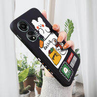 เคส PMP เคส Hp สำหรับ OPPO A78 4G A78 4G มนุษย์หิมะกระต่ายน่ารักการ์ตูนกรณีโทรศัพท์ดีไซน์รูปแบบขอบสี่เหลี่ยมของเหลวปลอกซิลิโคนคลุมทั้งหมดกล้อง