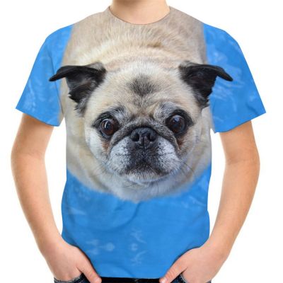 Pet Cute Animal Pug Dog T-Shirt 4-20Y 3D Print T Shirt For Boy Girl Summer Teen Children Birthday Clothes Kids Baby Tshirt Tops