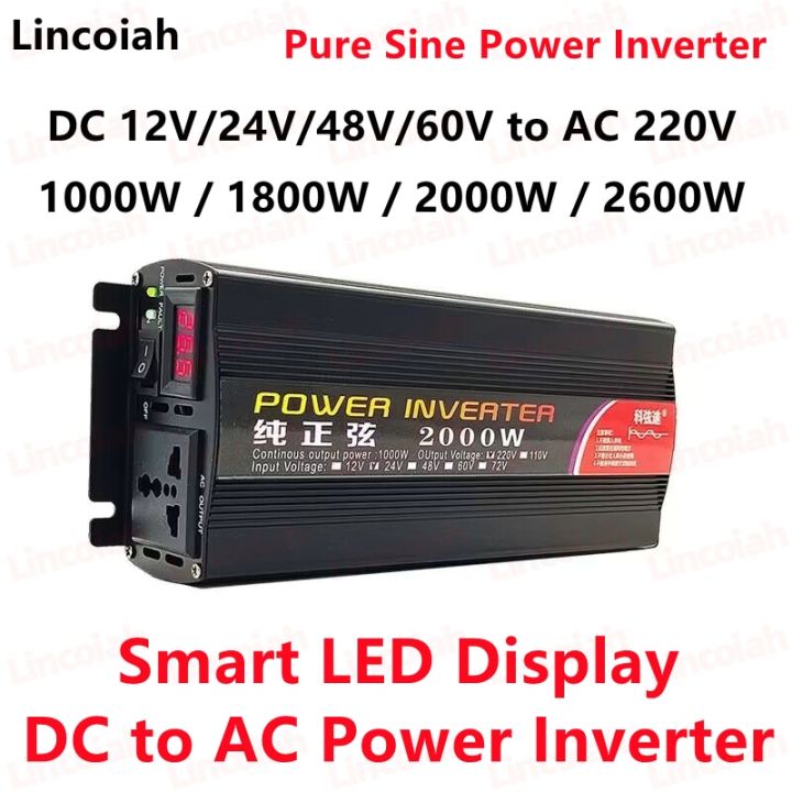 Pure Sine Wave Inverter DC 12V 24V To AC 220V 1000W 2000W 50Hz Voltage ...